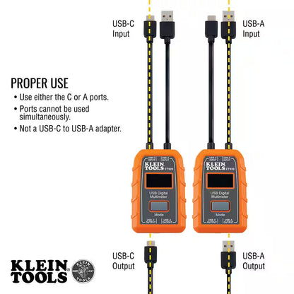 USB Digital Meter with USB-A and USB-C: