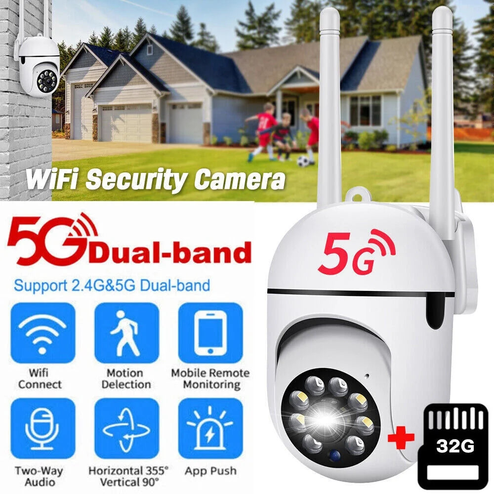 Wireless 5G Indoor Security Camera – 1080P Wi-Fi with Motion Detection, Night Vision, 2-Way Audio &amp; 32GB Storage