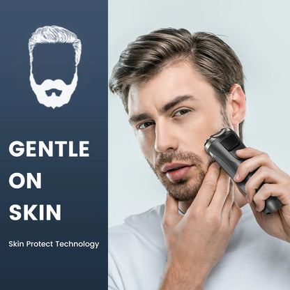 Electric Razor for Men – Rechargeable Cordless Shaver with Pop-Up Sideburn Trimmer, Silver