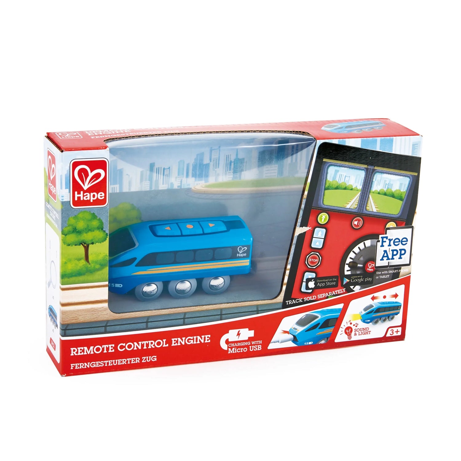 Remote Control Engine Train in Blue – Electric RC Locomotive Toy for Kids Ages 3+