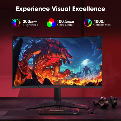 27-Inch 2K Curved Gaming Monitor – 180Hz QHD, 1ms Adaptive-Sync, HDMI &amp; DisplayPort | Model 27E6QCA