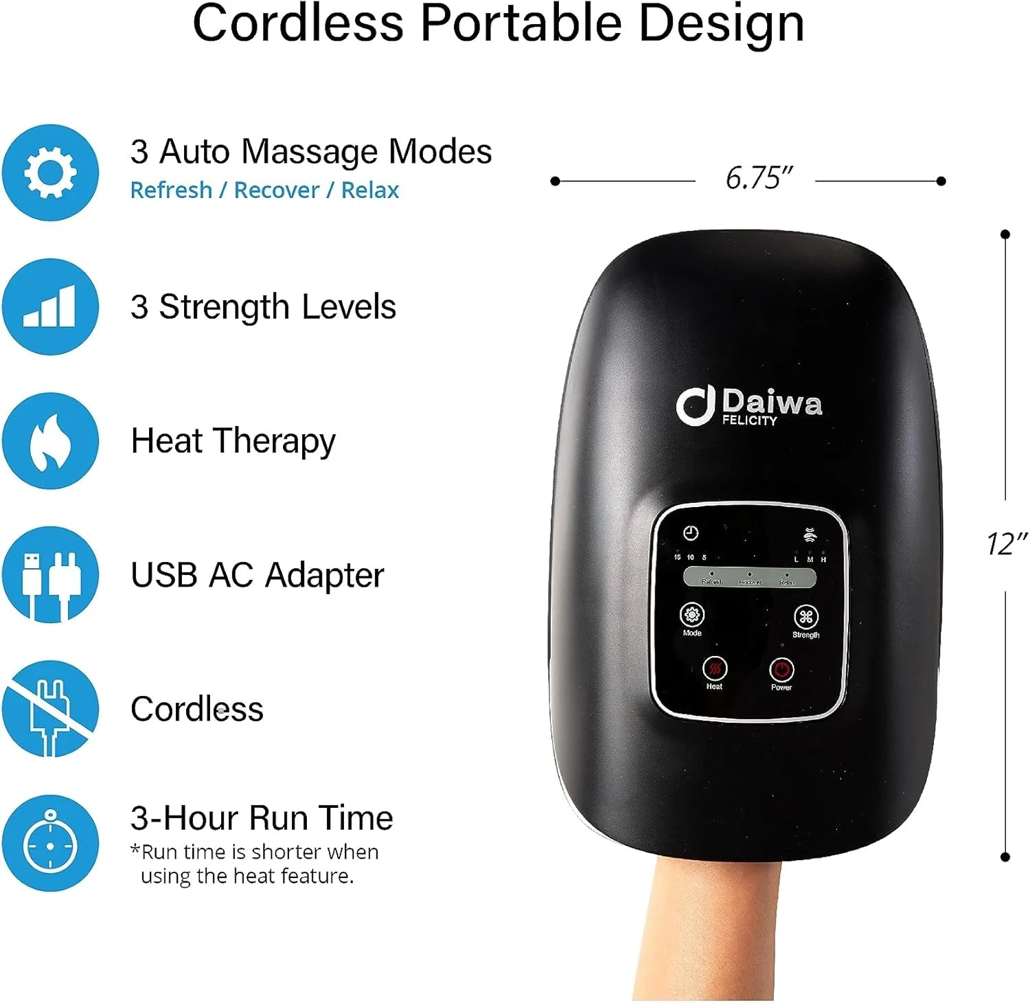 ACU PALM Cordless Hand Massager with Heat &amp; Compression – FSA/HSA Eligible Wrist and Hand Massager for Arthritis &amp; Carpal Tunnel Relief