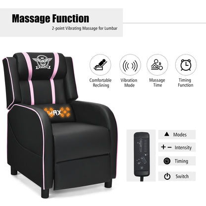 Massage Gaming Recliner Chair with Side Pockets – Ergonomic Comfort for Gamers &amp; Relaxation