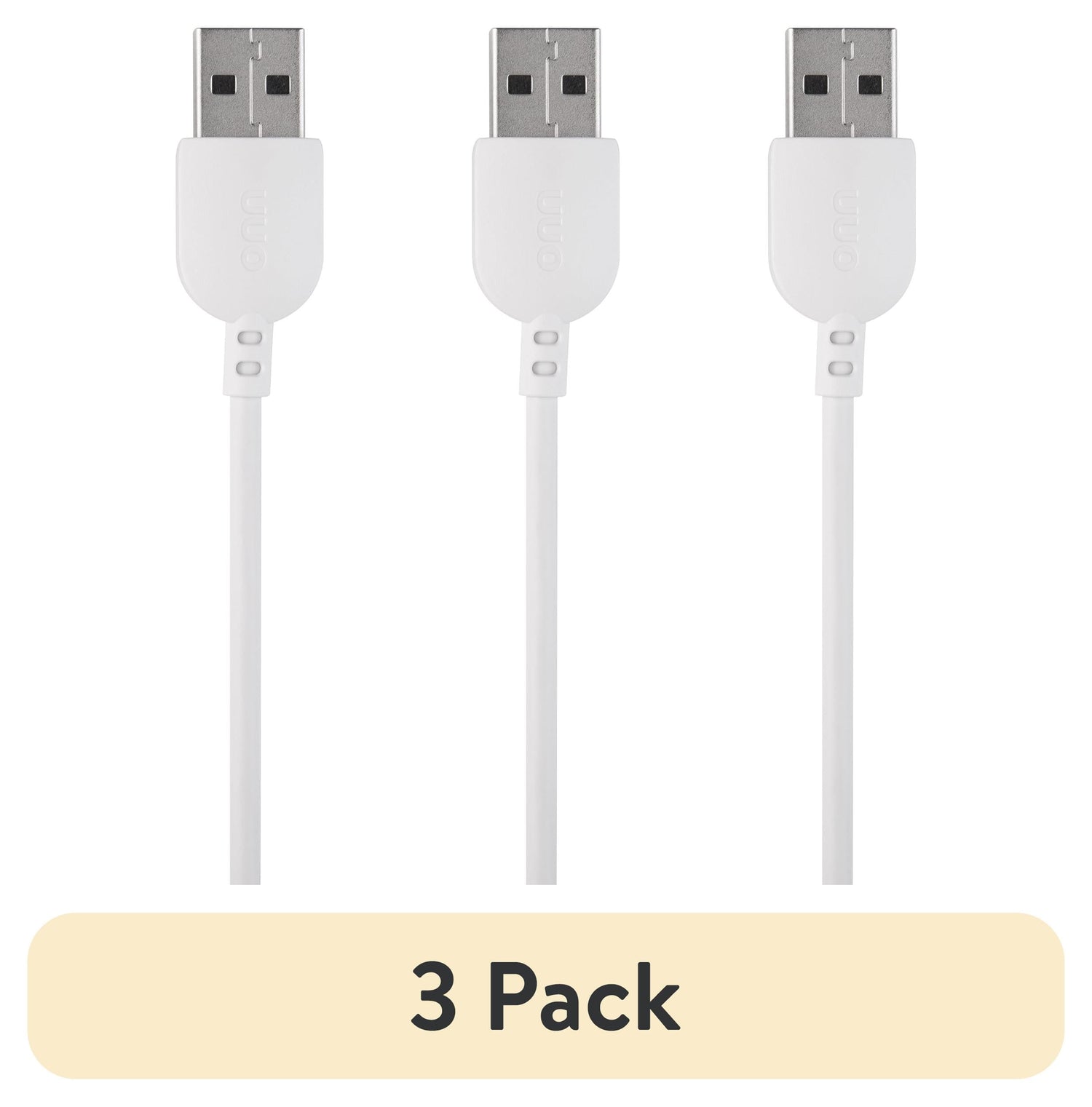 (3-Pack) 6Ft USB-C to USB-A Charging Cable | USB-IF Certified | Fast Charge &amp; Sync | Durable White Cables for Phones, Tablets &amp; More