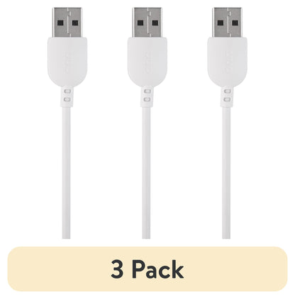 (3-Pack) 6Ft USB-C to USB-A Charging Cable | USB-IF Certified | Fast Charge &amp; Sync | Durable White Cables for Phones, Tablets &amp; More