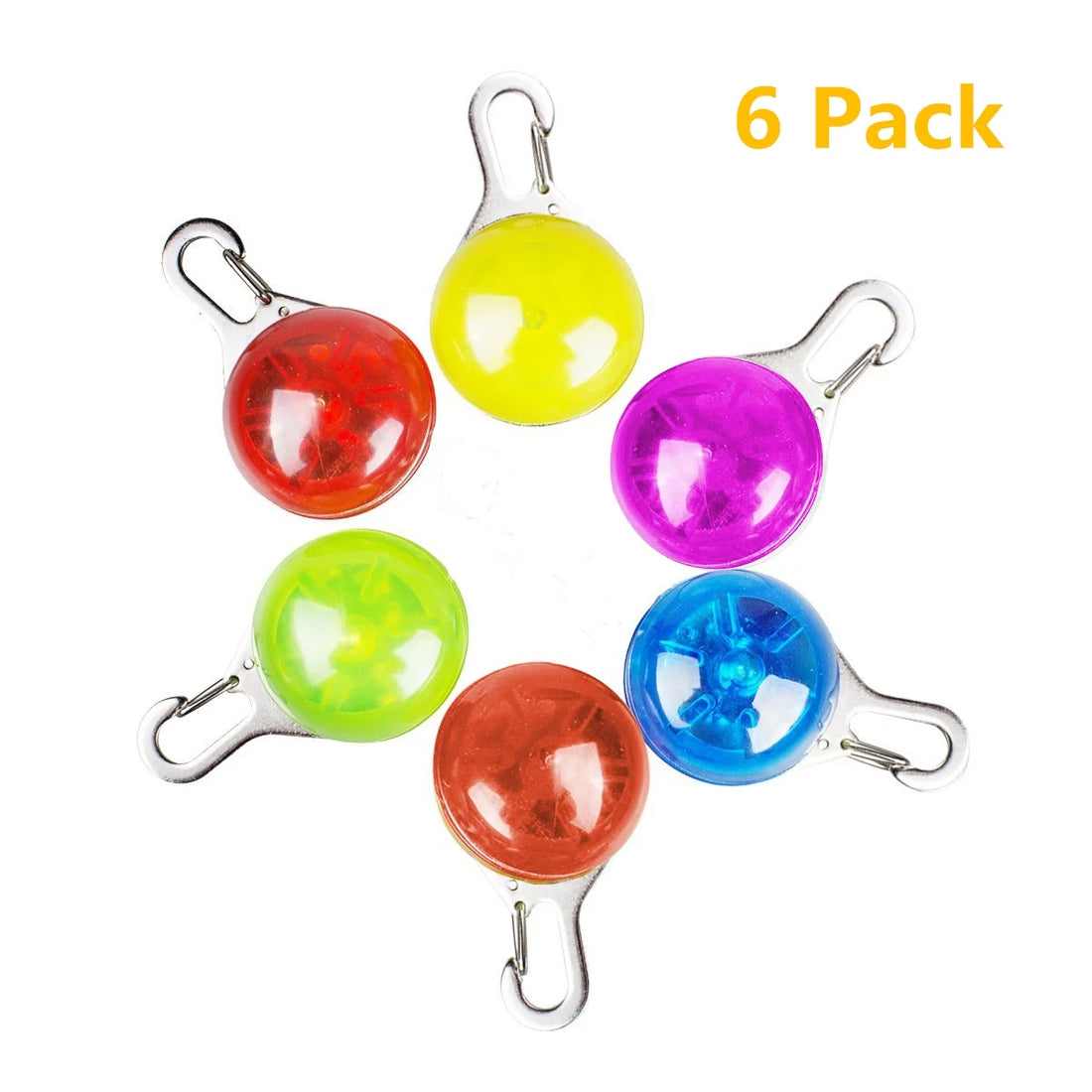 Water-Resistant Clip-On LED Collar Lights for Dogs &amp; Cats – 6-Pack, 6 Colors, 5 Flashing Modes, Battery Included