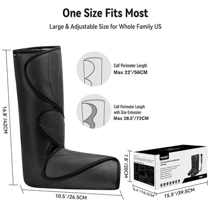 Leg Massager with Heat – Foot &amp; Leg Circulation Massager with Handheld Controller