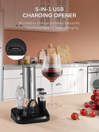 Cordless Electric Wine Opener Set – Effortless Wine Opening &amp; Preservation