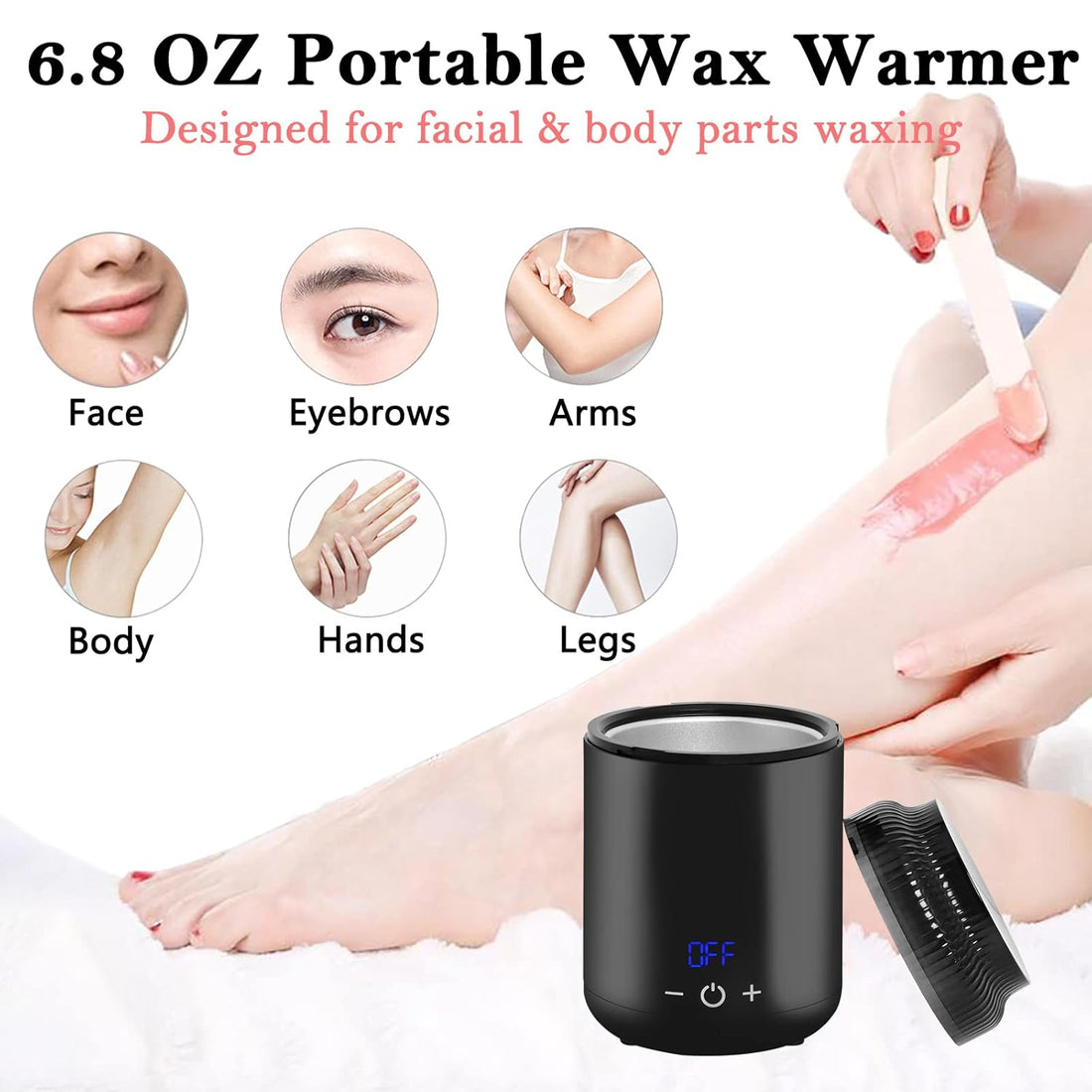 Mini Wax Pot Warmer for Hair Removal – Portable Digital Wax Melt Heater with 100 Waxing Sticks – Perfect for SPA, Salon, Travel &amp; Home Use