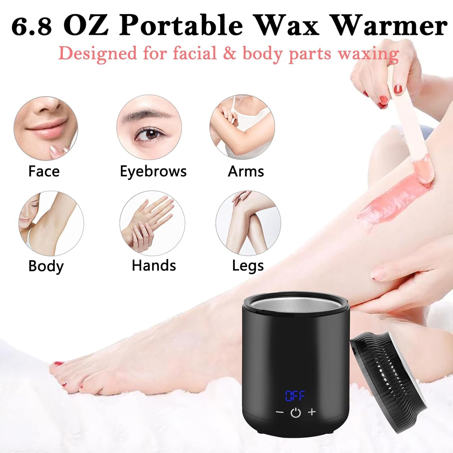 Mini Wax Pot Warmer for Hair Removal – Portable Digital Wax Melt Heater with 100 Waxing Sticks – Perfect for SPA, Salon, Travel &amp; Home Use