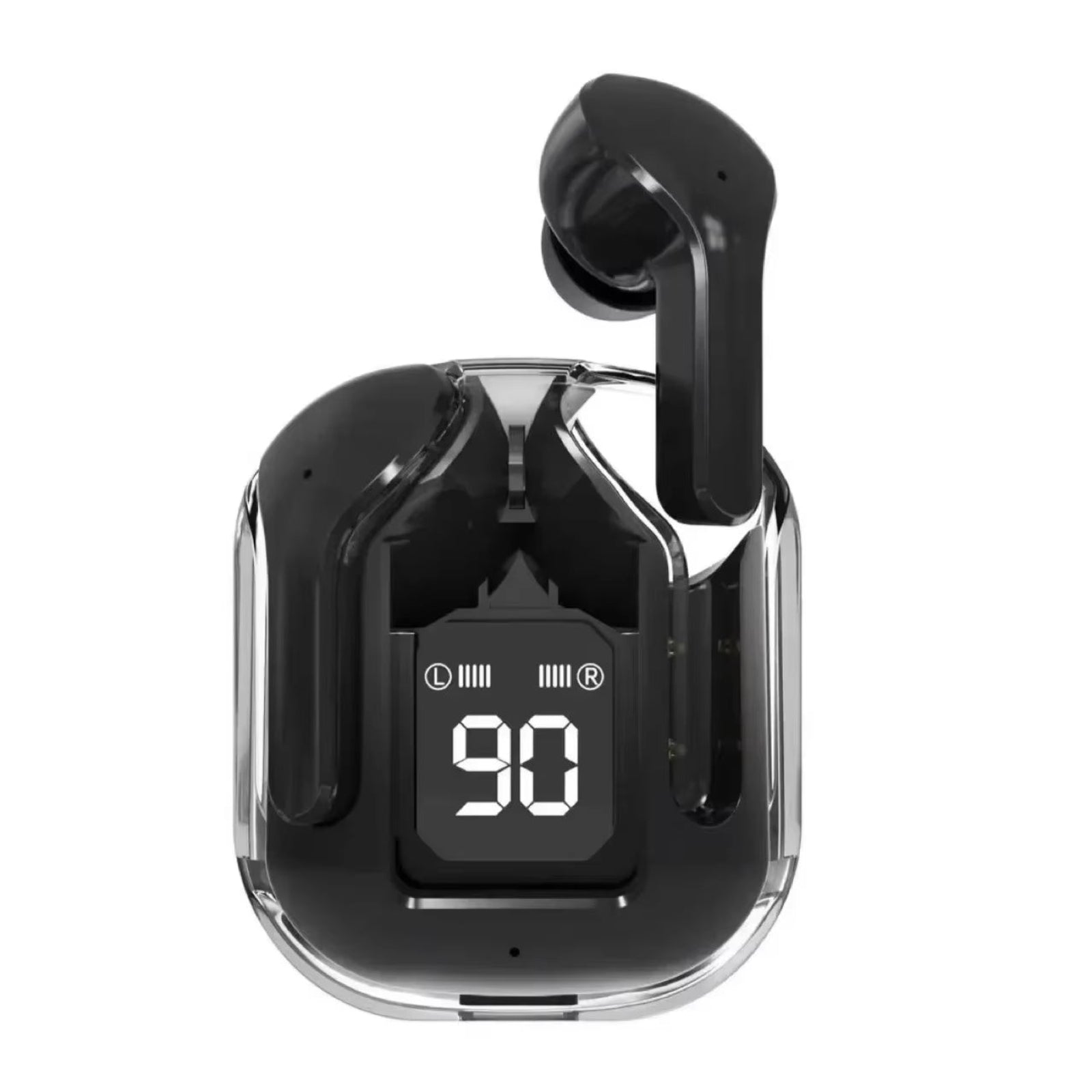 CrystalBeats BT30: Transparent TWS Bluetooth 5.3 Earbuds with Digital Display &amp; Noise Canceling