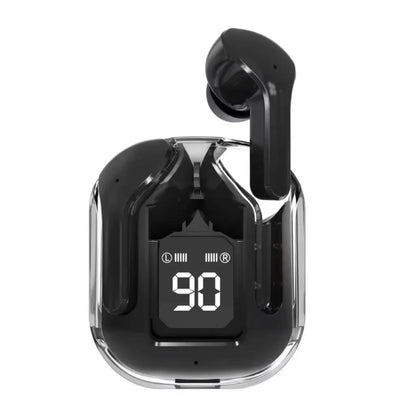 CrystalBeats BT30: Transparent TWS Bluetooth 5.3 Earbuds with Digital Display &amp; Noise Canceling