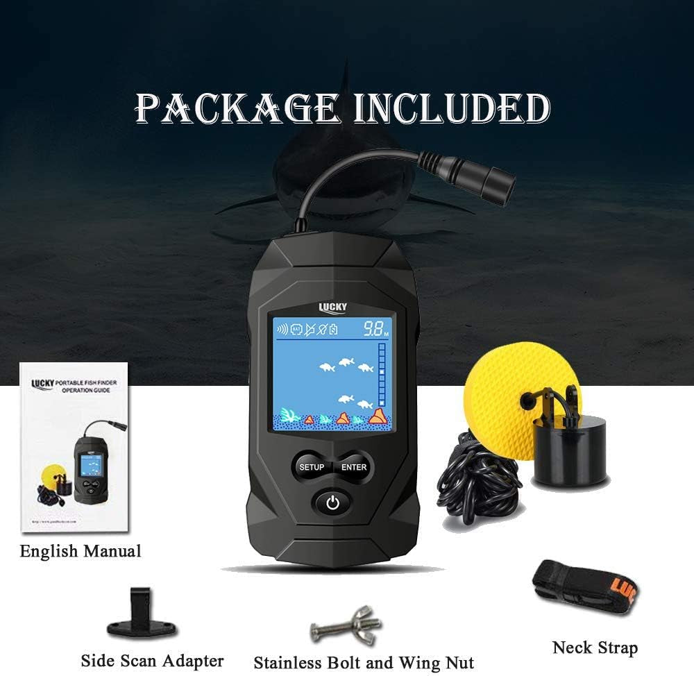 Portable Fish Finder Kit with Wired Transducer – LCD Depth Finder for Kayak, Boat &amp; Ice Fishing