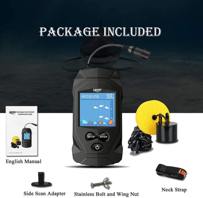 Portable Fish Finder Kit with Wired Transducer – LCD Depth Finder for Kayak, Boat &amp; Ice Fishing