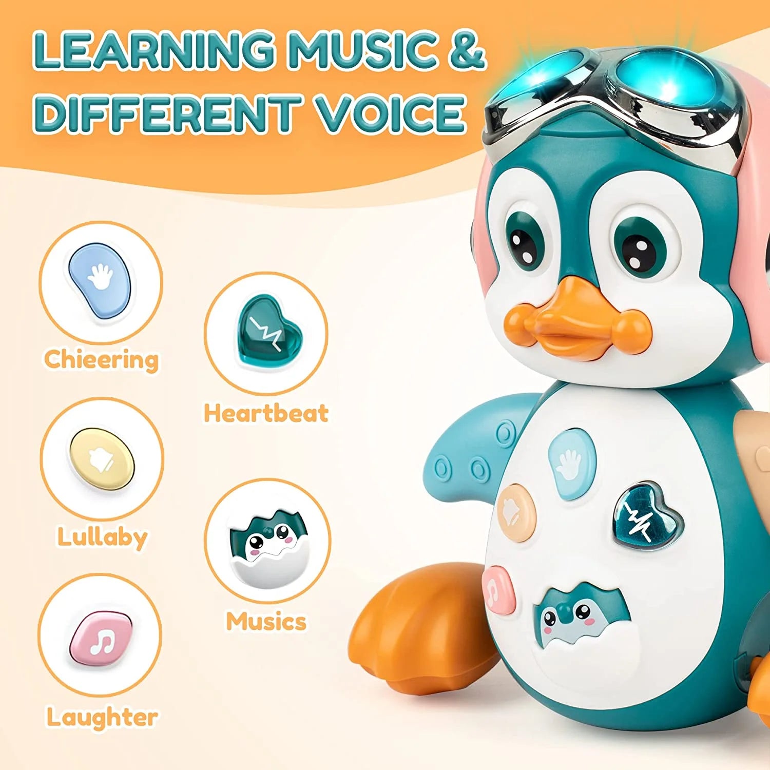 Musical Crawling Penguin Toy – Learning Walking &amp; Dancing Toy with Music &amp; Lights, Birthday Gift for Toddlers &amp; Kids