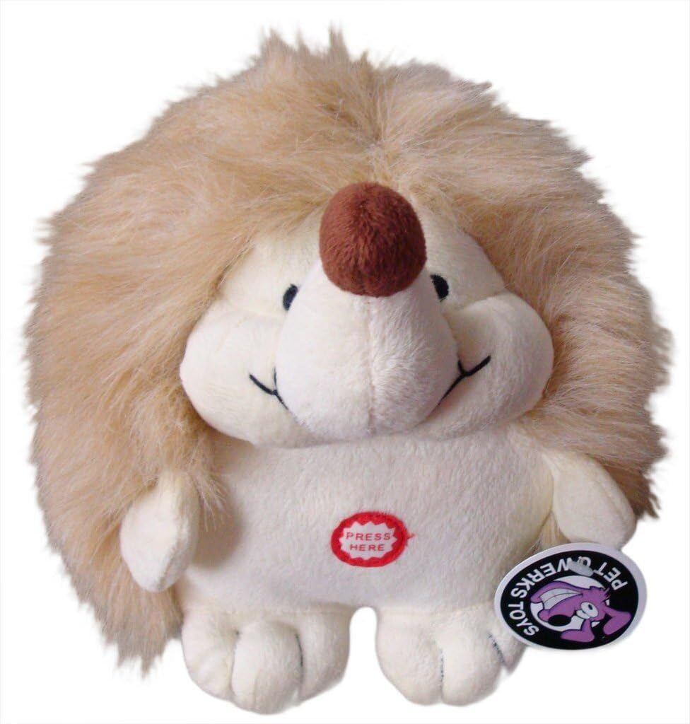 Pet Qwerks Plush Hedgehog Interactive Dog Toy – Chattering Electronic Sound Toy for Dogs