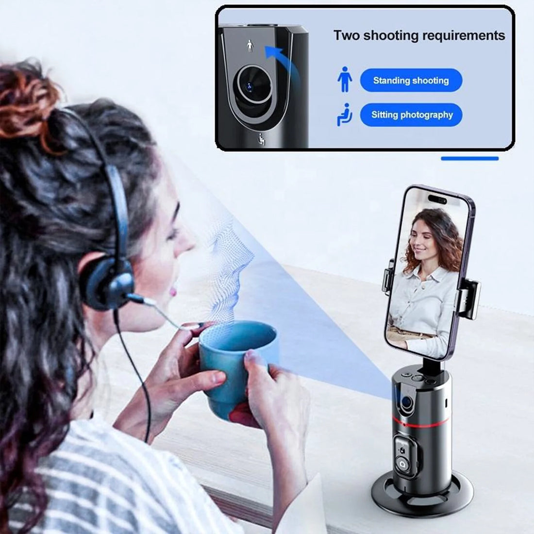 Auto Face Tracking Phone Holder Tripod – 360° Smart Face &amp; Body Tracking Stand for TikTok, Vlog, Live Streaming &amp; YouTube Videos