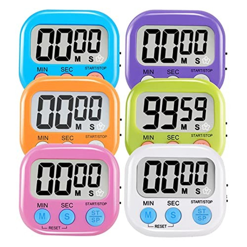 6-Pack Multi-Function Electronic Timer – Magnetic Digital Timers with Large LCD Display