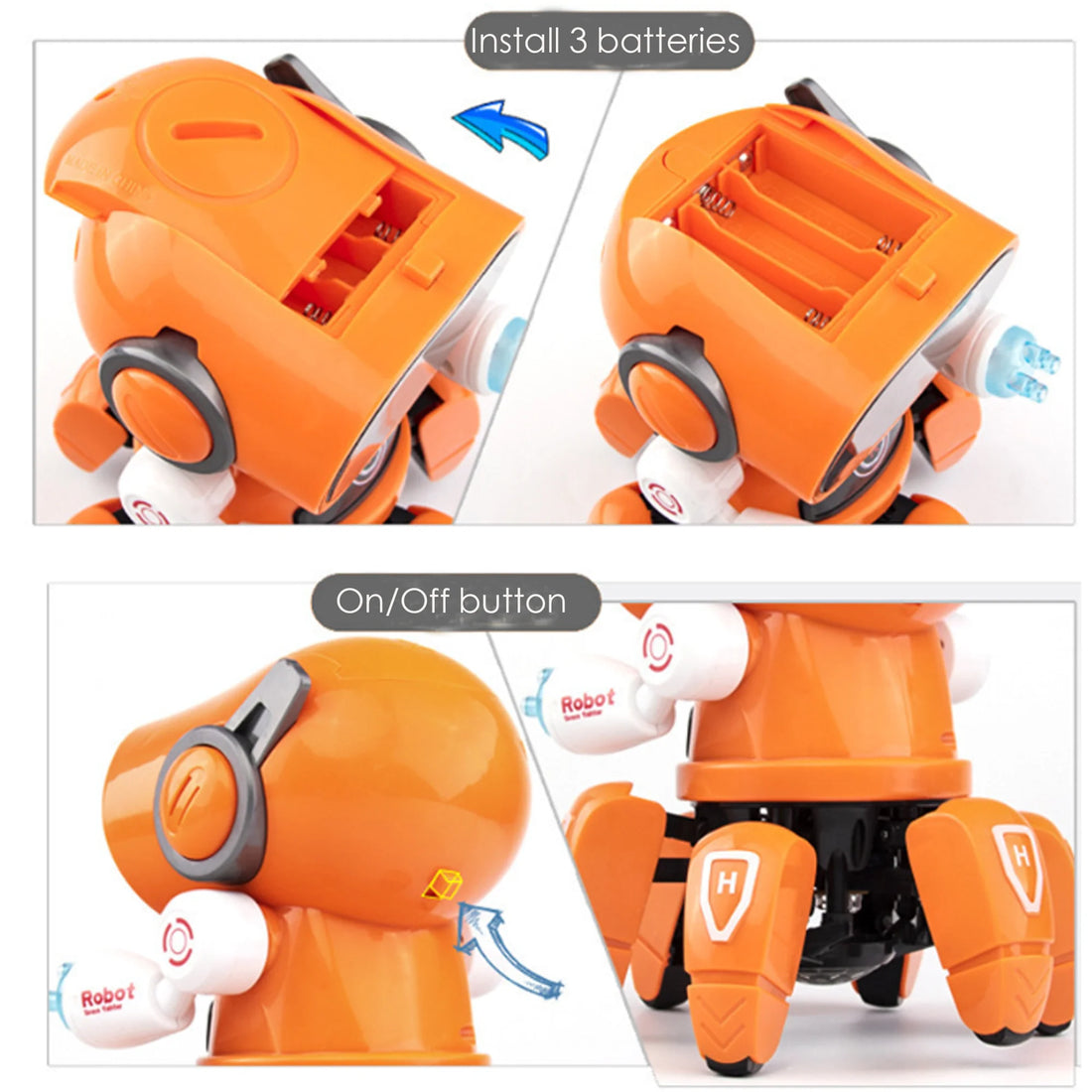 Intelligent Robot Toy for Kids – Walking, Dancing, Flashing Lights &amp; Music, Ages 3–12, Birthday Gift for Boys &amp; Girls (Orange)