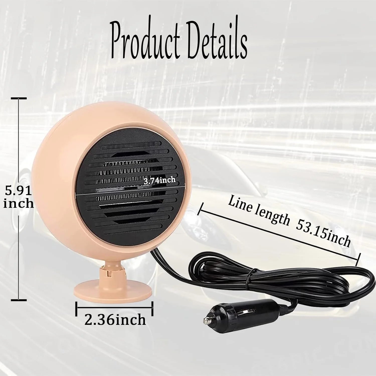 2 in 1 Portable Car Heater &amp; Cooler Fan – 180W 12V Mini Car Air Heater and Speed Cooling Fan with 360° Rotation – Pink