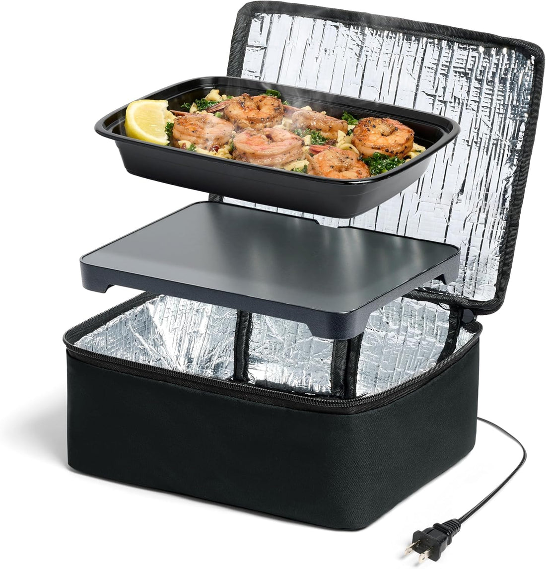 Mini Heated Lunch Box – Portable Electric Food Warmer for Men &amp; Women – Perfect for Work, Office, Construction – Cook, Reheat &amp; Eat Anywhere – 120V – Black