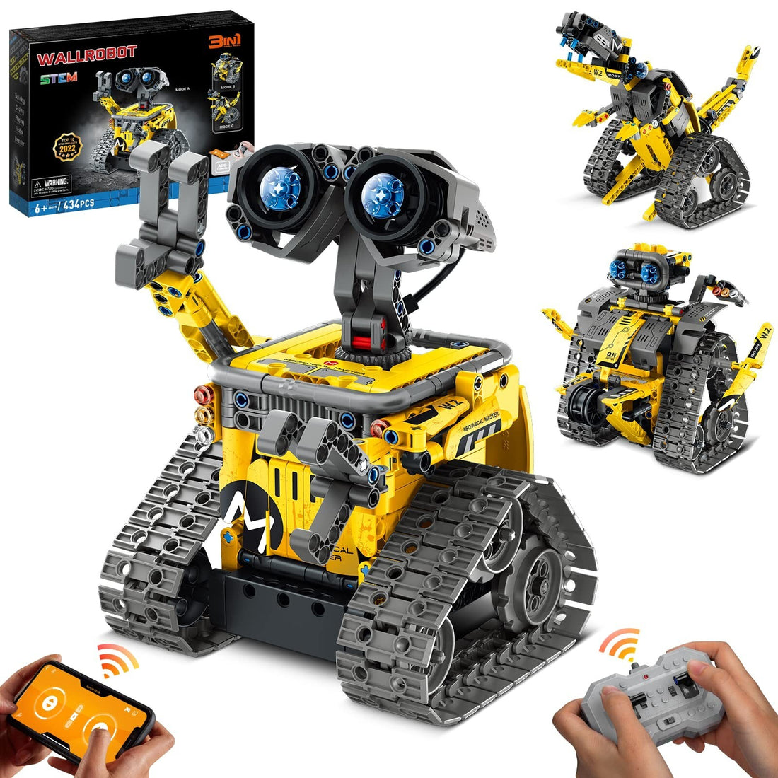 Sillbird STEM Building Toys – 3-in-1 Remote &amp; APP Controlled Wall Robot Kit