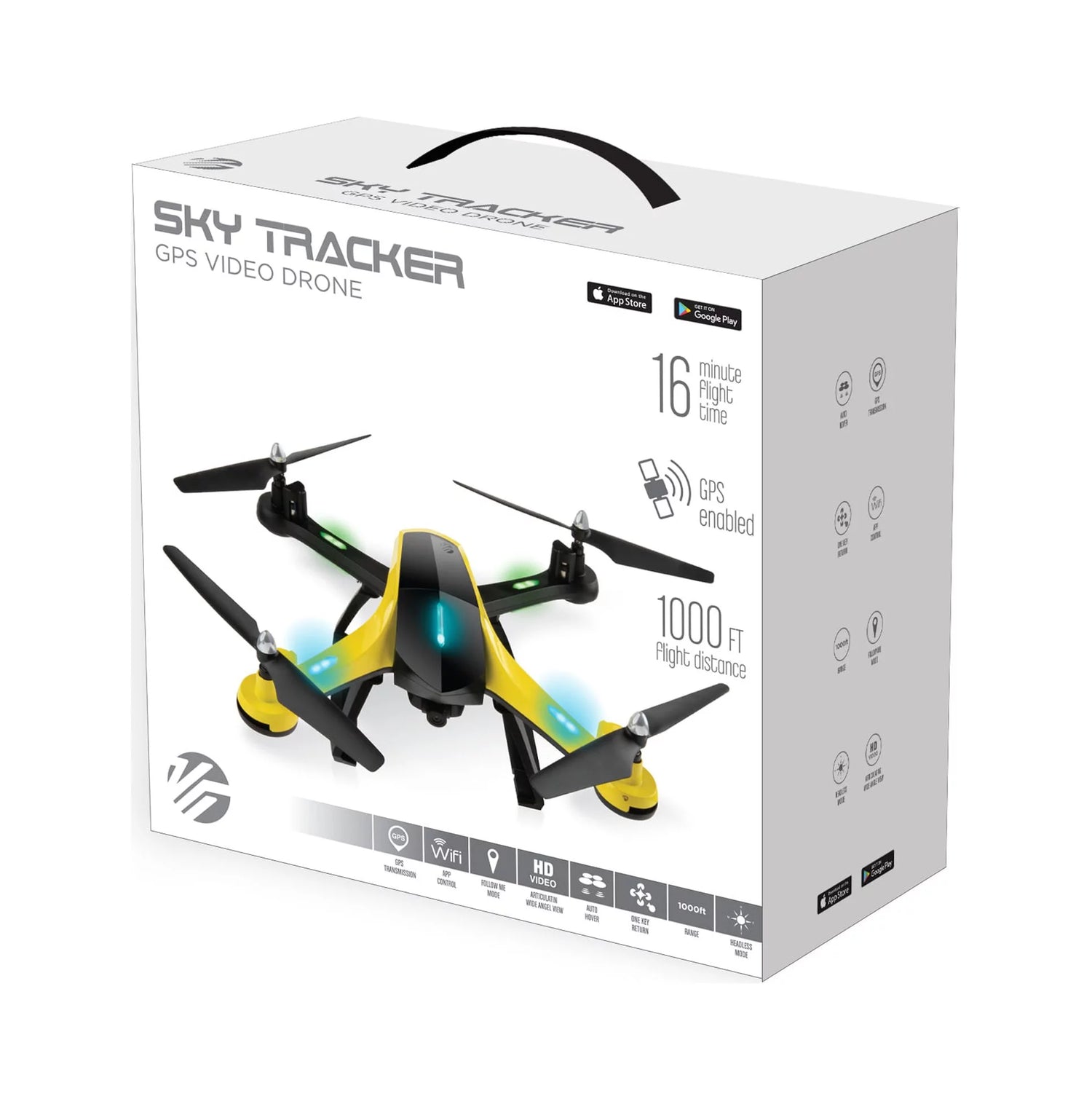 VTI Skytracker GPS Aerial Camera Drone – 1000Ft Range, Live Streaming, Black &amp; Yellow (12&quot; x 5&quot; x 11.5&quot;)