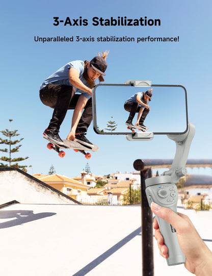 🎥 Smartphone Gimbal Stabilizer – 3-Axis Handheld Camera Gimbal for iPhone &amp; Android  Face &amp; Object Tracking | Anti-Shake | Portable &amp; Foldable | Video Vlogging Gimbal for Creators