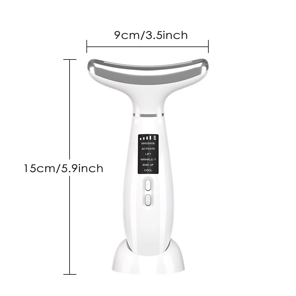 6-in-1 Facial &amp; Neck Beauty Device – Multifunctional Skin Care Massager with Light Therapy, Vibration, Thermal, Cooling &amp; Microcurrent for At-Home Face Sculpting