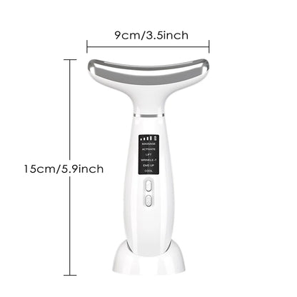 6-in-1 Facial &amp; Neck Beauty Device – Multifunctional Skin Care Massager with Light Therapy, Vibration, Thermal, Cooling &amp; Microcurrent for At-Home Face Sculpting