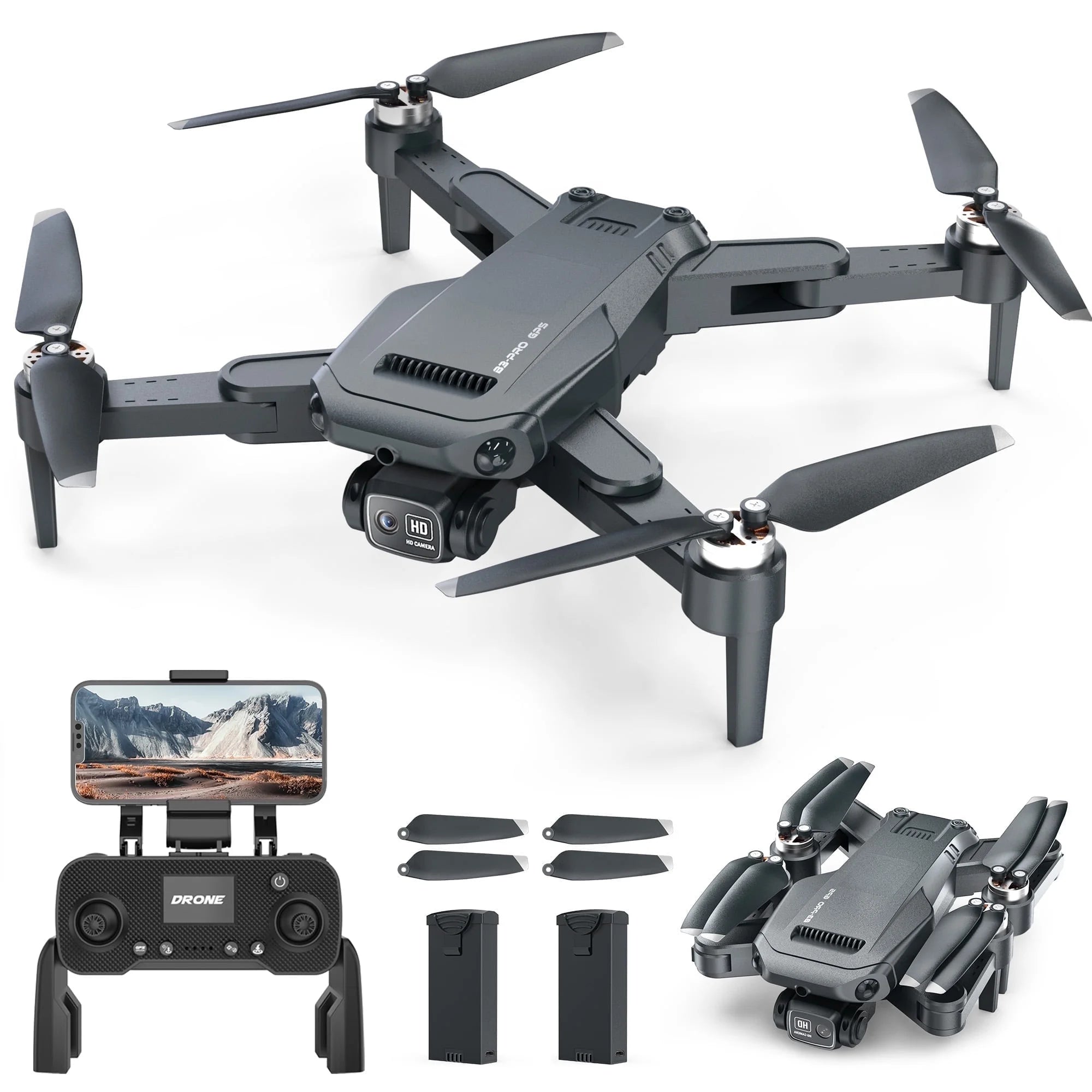 B3-PRO GPS Foldable Drone with 4K HD Camera – Brushless Motor, Dual Batteries, Black