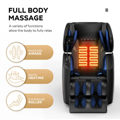 Massage Chair, Full Body Zero Gravity Massage Chair Electric Recliner Chair with Airbag Massage, Heat, Retractable Footstool, Bluetooth Audio Connection and Portable Stand, Black