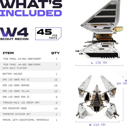 Robot Building Kit - W4 Scout Recon  DIY STEM Science Toy for Kids | Educational Robotics Kit | Printed Circuit Board Set | Build Your Own Robotic Spaceship | Engineering Toy Gift