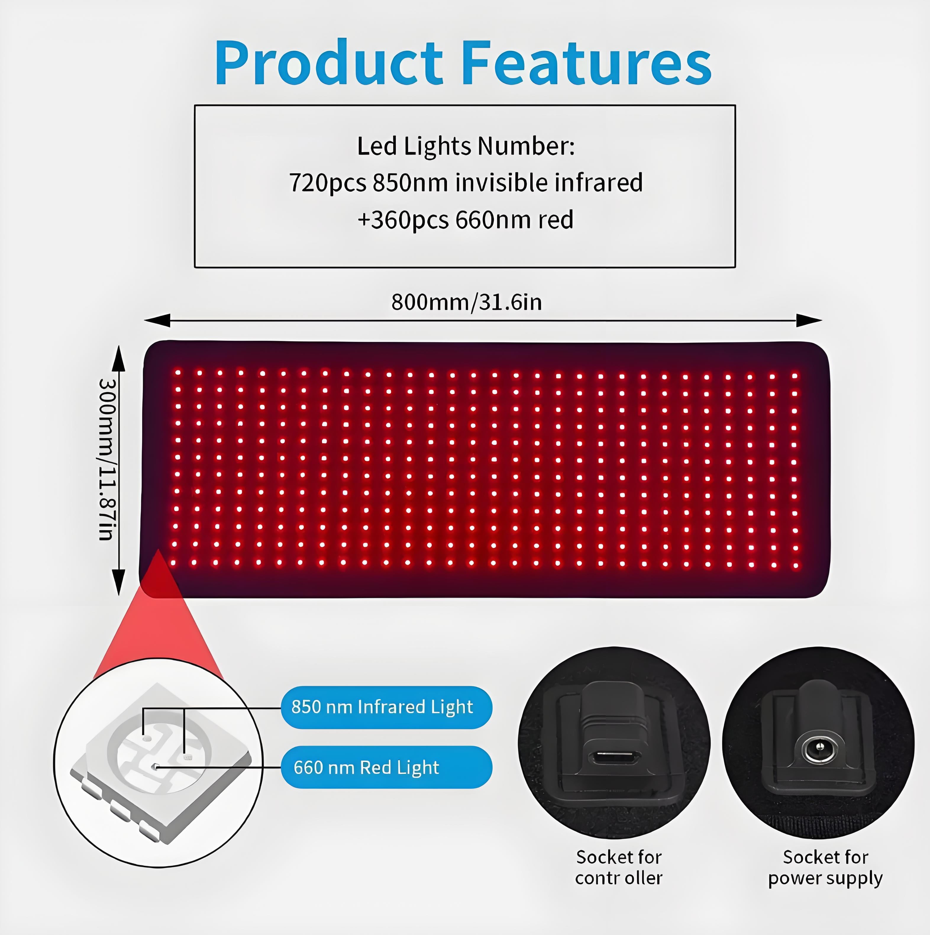 Red Light Therapy Mat – 1080 LEDs Full Body Infrared Pad (31.5&quot; x 11.8&quot;) for Pain Relief, Muscle Recovery &amp; Better Sleep  🛏️ Product Descri