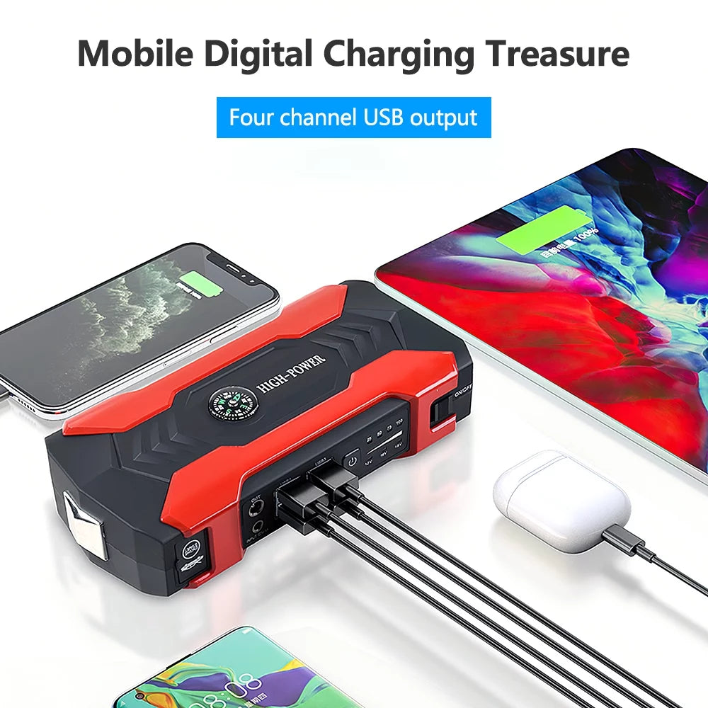 Car Jump Starter – 28000mAh 600A 12V Portable Battery Booster &amp; Power Bank with LED Flashlight