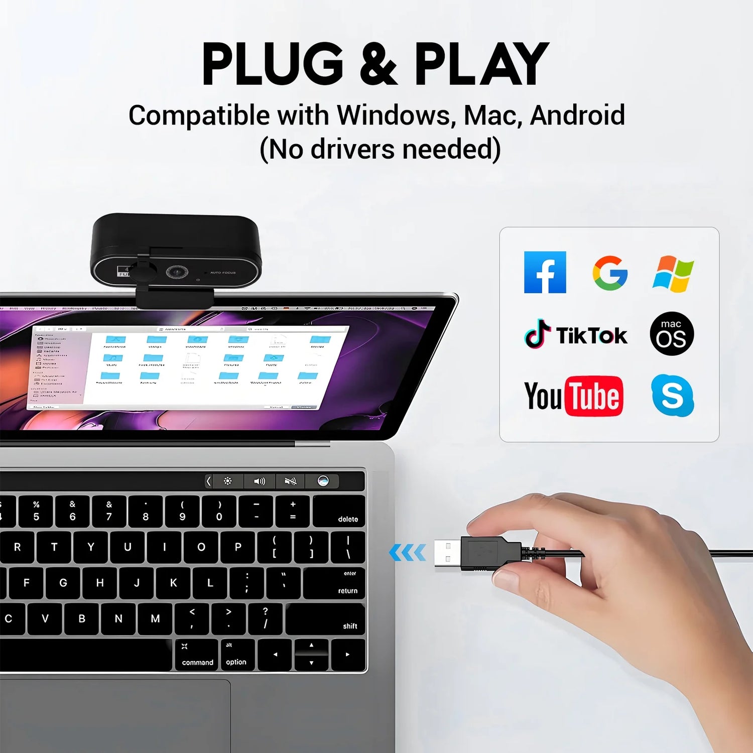 4K HD USB Autofocus Webcam with Dual Microphones – PC, Laptop, Gaming &amp; Xbox Streaming