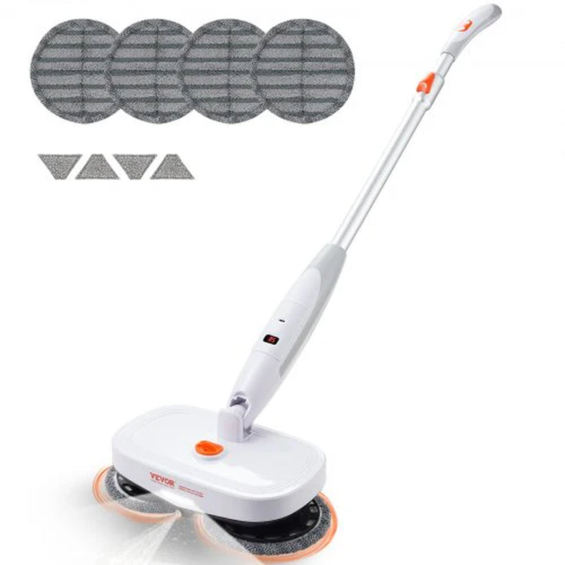 VEVOR Cordless Electric Spin Mop – Battery-Powered Floor Cleaner with Water Tank, LED Headlight, Dual Mop Heads &amp; Microfiber Pads for Hardwood, Tile, and Laminate