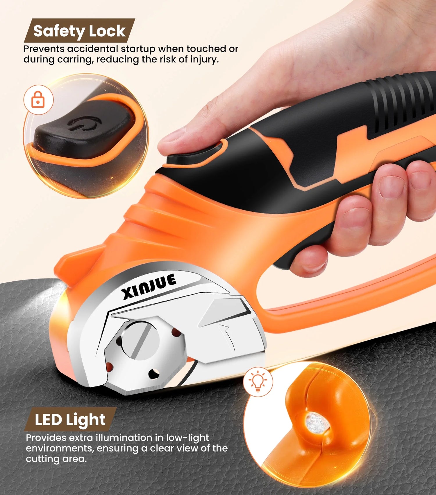 Cordless Electric Scissors — Heavy-Duty 4V Rechargeable Rotary Cutter with Safety Lock &amp; LED Light