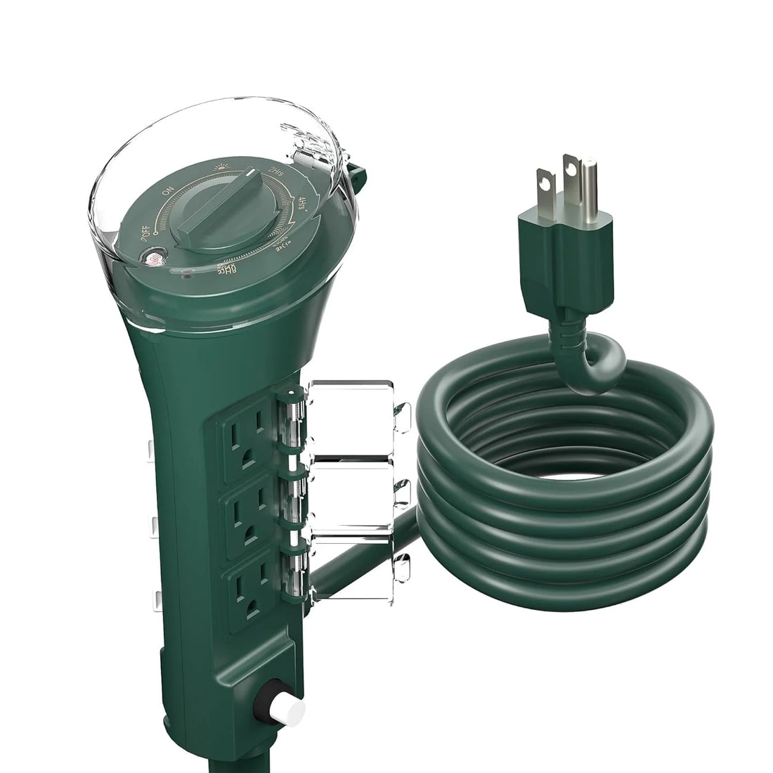 Outdoor Power Strip Yard Stake Timer with Photocell – Dusk to Dawn Sensor, 6 Grounded Outlets, 6FT Cord, Weatherproof for Christmas Lights &amp; Outdoor Use | 1875W/15A ETL Listed