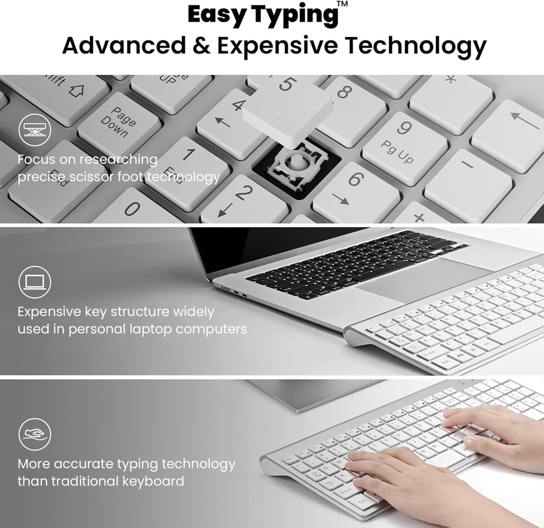 Easytyping KF10 Wireless Keyboard &amp; Mouse Combo – Silent, Ultra Slim, Labor-Saving Design