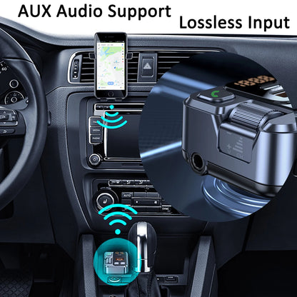 Car Bluetooth 5.1 Wireless FM Transmitter with Dual USB Charging Ports | Hands-Free Calling &amp; Music Playback Radio Adapter Car Kit