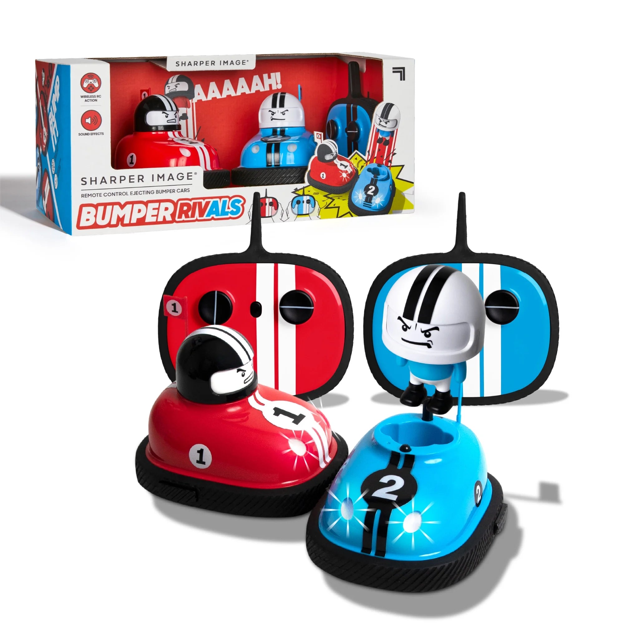 ® RC Remote Control Ejecting Bumper Rivals – 6-Piece Set with Wireless Controllers &amp; Sound Effects | Ages 8+ | Red &amp; Blue