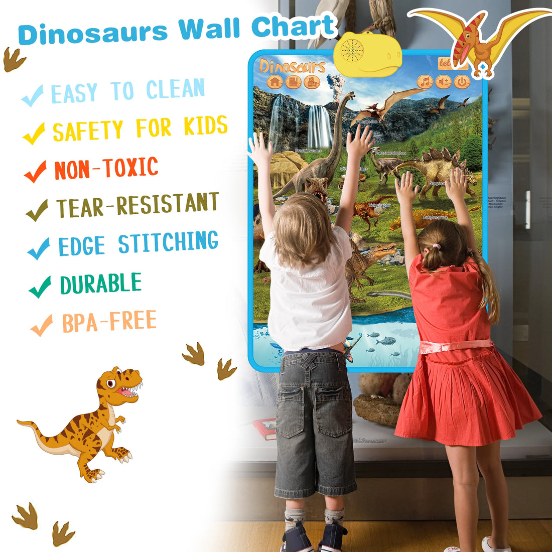 Upgraded Dinosaur Electronic Learning Chart – Interactive Educational Toy for Kids, Early Learning, Letters, Numbers &amp; Fun Facts