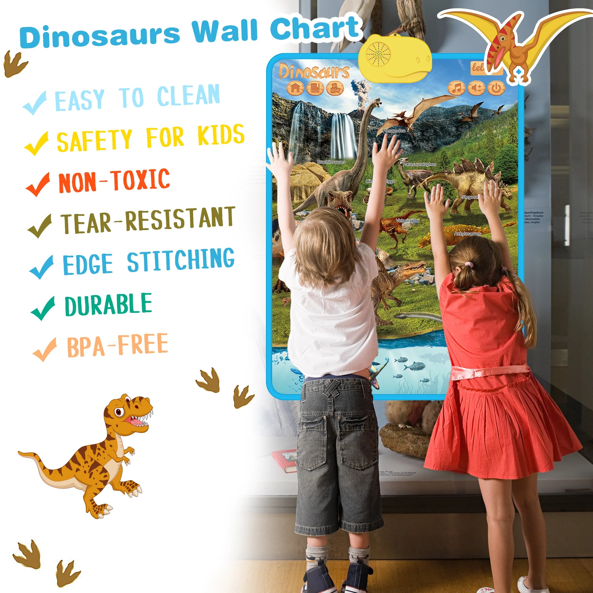Upgraded Dinosaur Electronic Learning Chart – Interactive Educational Toy for Kids, Early Learning, Letters, Numbers &amp; Fun Facts