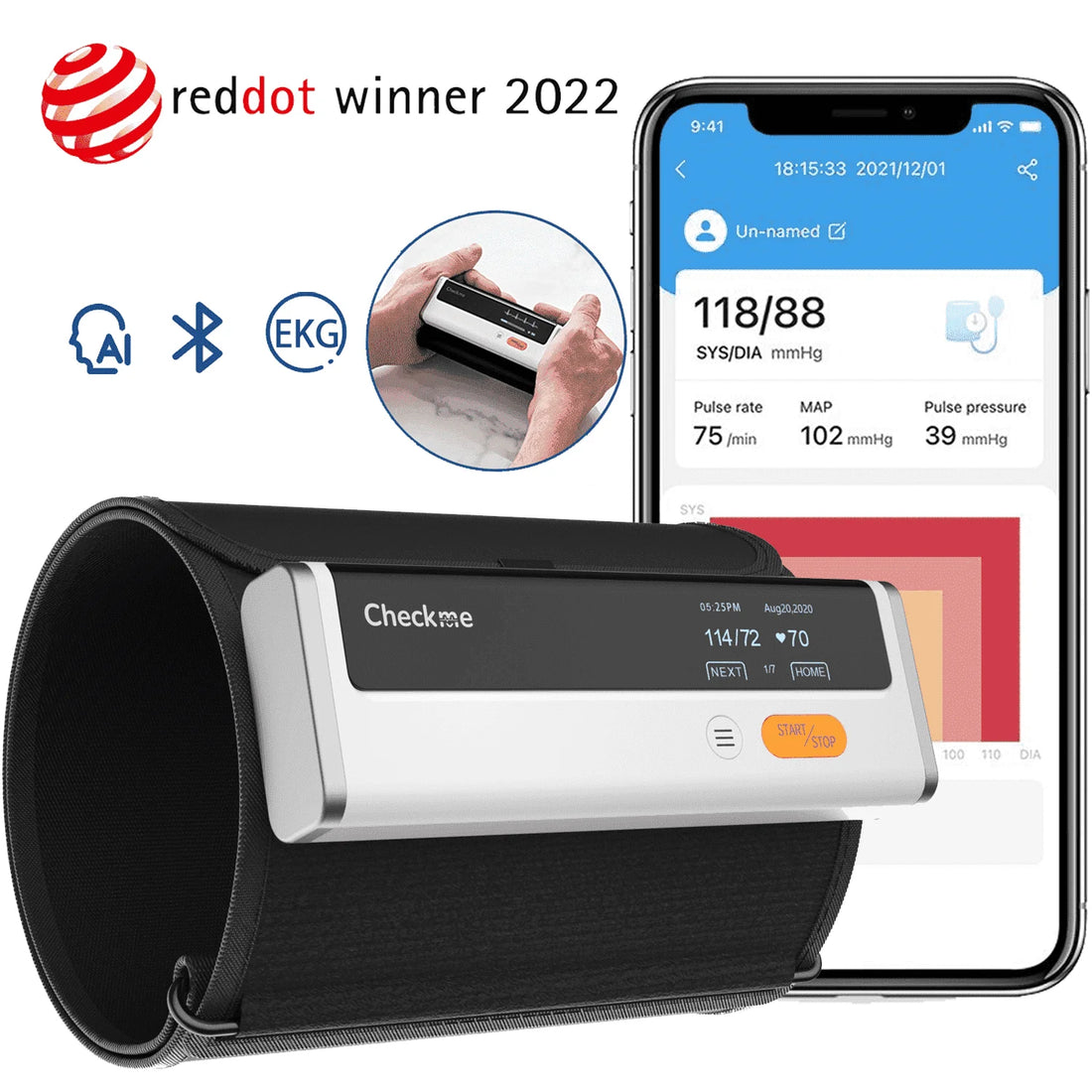 BP2 AI ECG/EKG – 2-in-1 Wireless Blood Pressure Monitor with 30-Second Fast Check