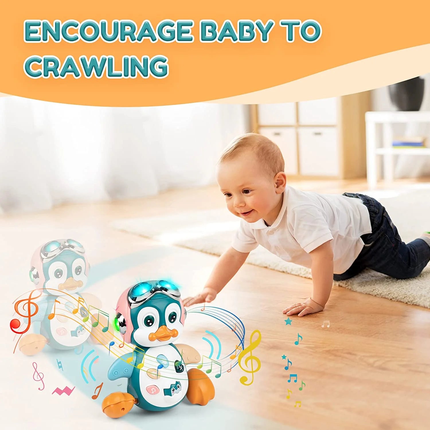 Musical Crawling Penguin Toy – Learning Walking &amp; Dancing Toy with Music &amp; Lights, Birthday Gift for Toddlers &amp; Kids