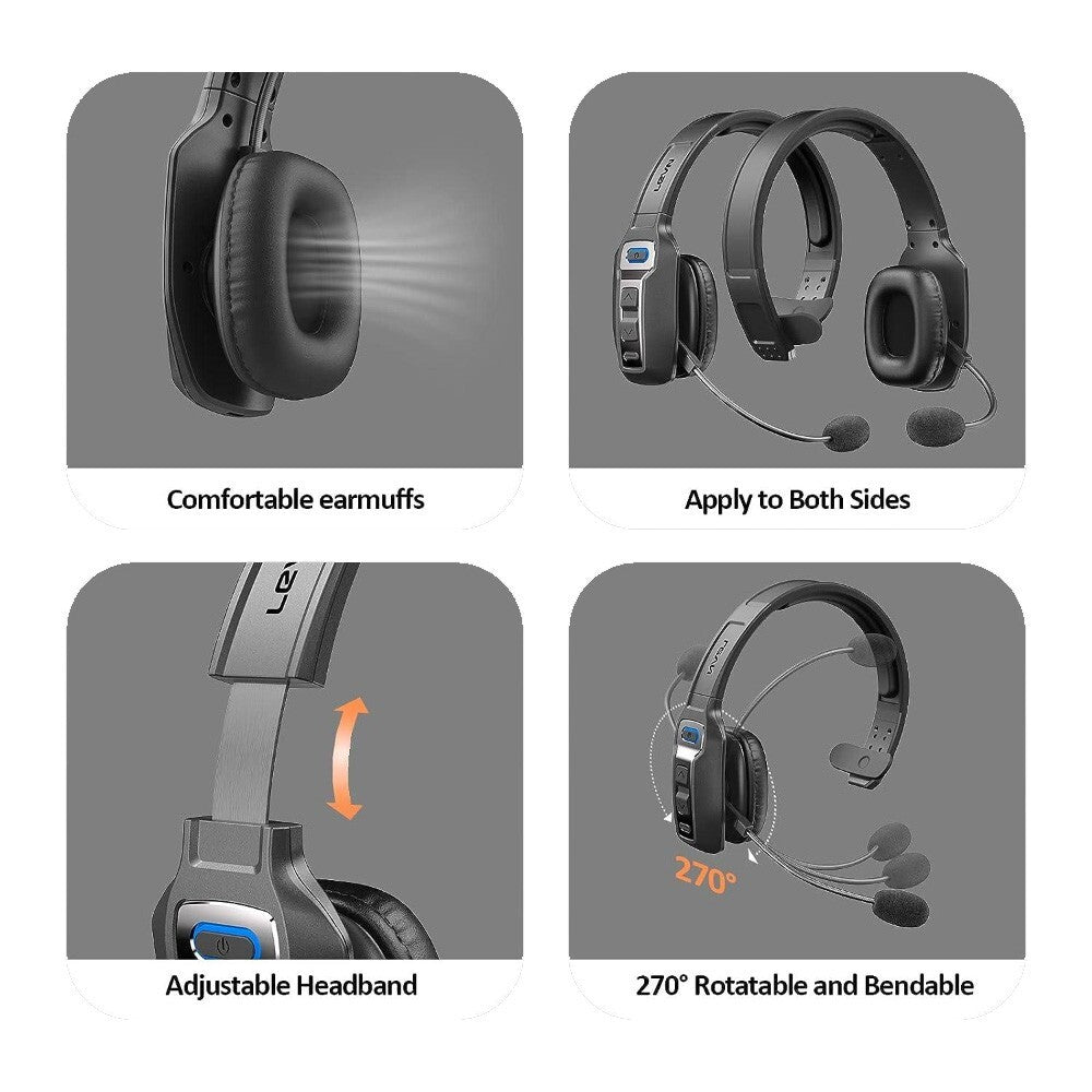 Trucker Headset Wireless Bluetooth 5.2 | AI Noise Cancelling Mic for Phones &amp; PC  Detailed Description: