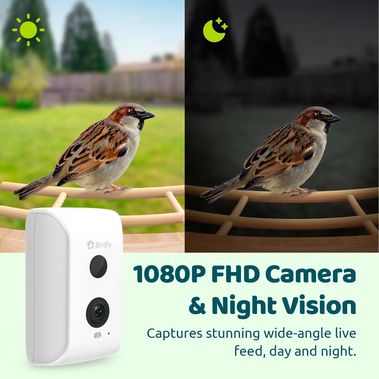 Smart Bird Feeder with Camera &amp; Solar Panel – AI Identifies 6000+ Species, Eco-Friendly Wooden Design, 1080P HD Bird Watching Camera – Ideal Gift (Ebony)