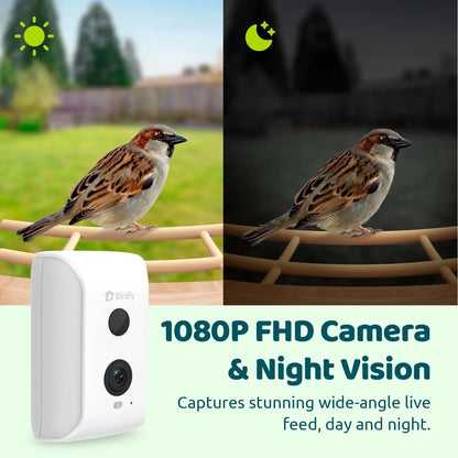 Smart Bird Feeder with Camera &amp; Solar Panel – AI Identifies 6000+ Species, Eco-Friendly Wooden Design, 1080P HD Bird Watching Camera – Ideal Gift (Ebony)
