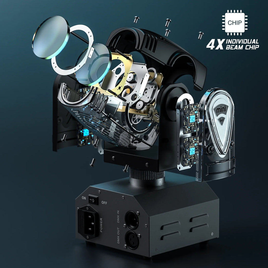 1-Pack 100W Mini LED Moving Head Spotlight – RGBW Stage Light with DMX &amp; Sound Control, 11/13 Channels for DJ, Disco, Club, Party, Wedding, Bar Events